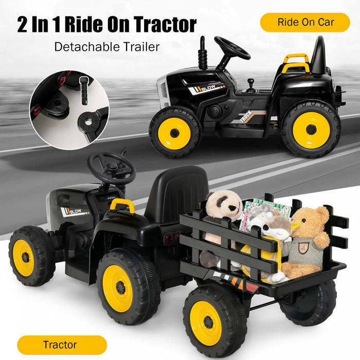 Costway Tracteur A Remorque Electrique 12v Avec Telecommande Et Lumieres Led