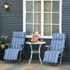 Outsunny Lot De 2 Chaises Longues De Jardin, Fauteuil Inclinable, Bleu
