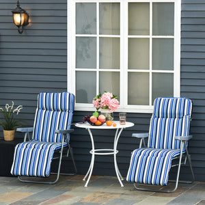 Outsunny Lot De 2 Chaises Longues De Jardin, Fauteuil Inclinable, Bleu