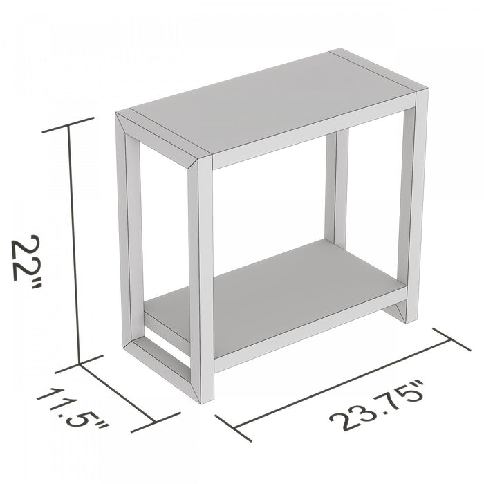 Table d’appoint étroite classique de 23 po avec tablette de rangement - gris foncé