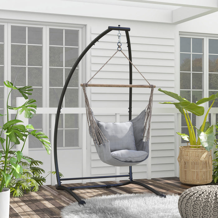 Outsunny Support pour Chaise Suspendue, Forme de C, Noir