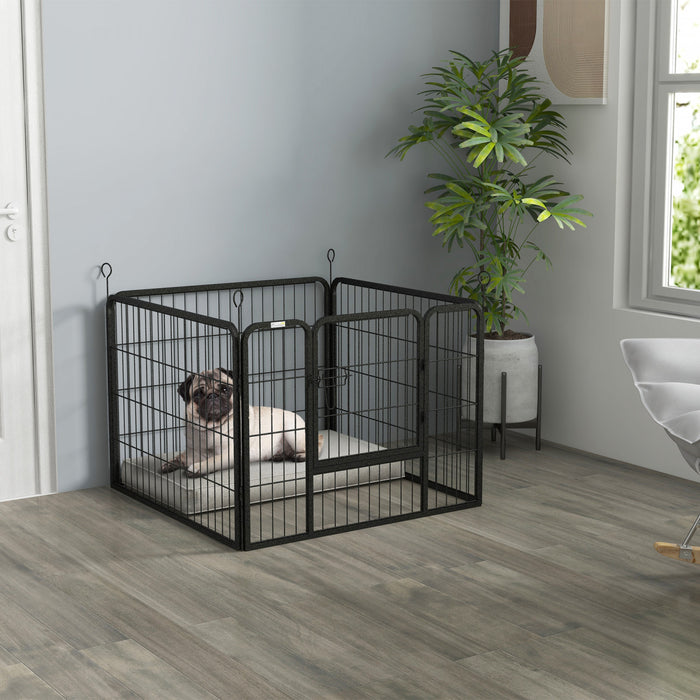 Pawhut Parc En Metal Pour Animal Domestique, Chiot, Chien, Cloture D'exercice Avec Porte Interieure Et Exterieure Pour Petit Chien, 32.25\"x32.25\"x23.5\"