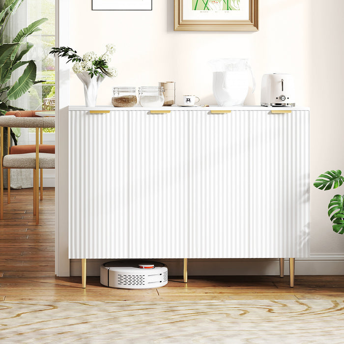 HOMCOM Buffet avec etageres reglables, Blanc