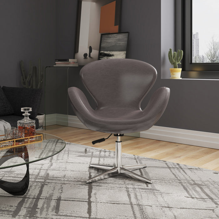 Fauteuil lounge pivotant moderne Raspberry en tissu gris galet - Lot de 2