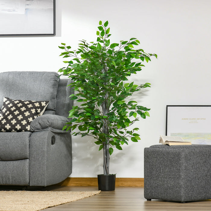 HOMCOM Arbre artificiel Ficus de 4,5 pieds pour interieur et exterieur
