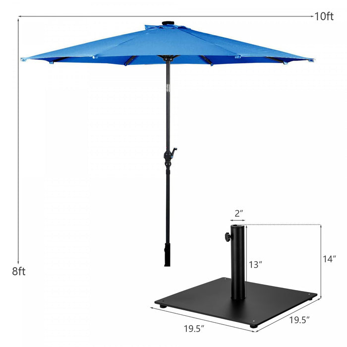 Costway Parasol Solaire de Patio 10ft Lumieres Solaires Exterieur avec Pied de Parasol en Acier de 36 LBS