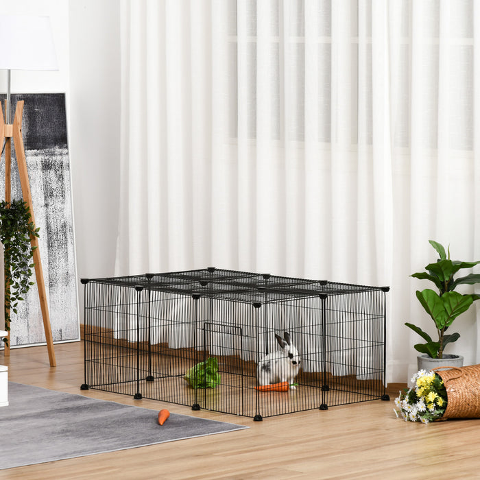 Pawhut Parc Pour Animal Domestique Diy Cage Pour Petit Animal En Fil Metallique Avec Porte Antiderapante Interieur Exterieur Pour Chaton, Lapin, Chinchilla, Cochon D'inde