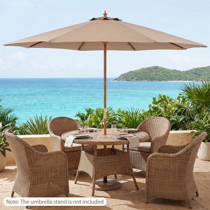 Costway Parasol de patio 9 FT avec hauteur reglable, levage par poulie a corde, dessus ventile pour plage Kaki Tan