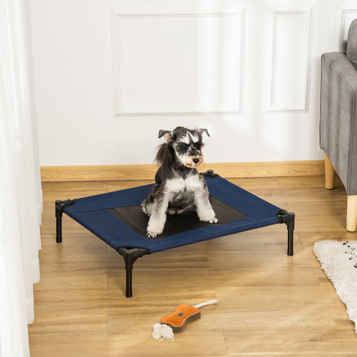 Pawhut D1-0237 Lit Sureleve Pour Chien Et Chat Lit Confortable Pour Camping Confortable Bleu Et Noir