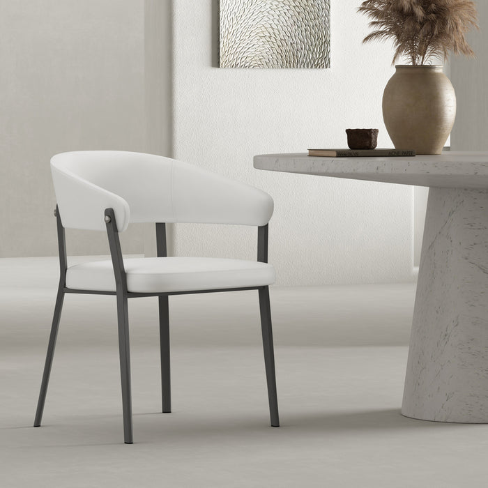 Chaise de salle a manger moderne en metal et tissu Belle, coloris blanc