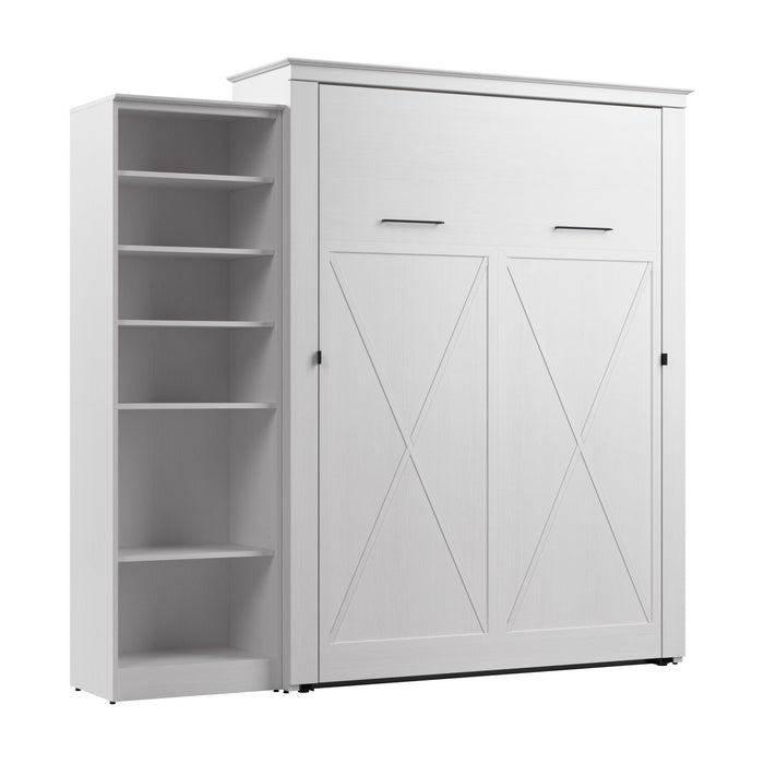 Grand lit escamotable Key West de Bestar de 94 po (L) avec organisateur de garde-robe - blanc chêne solide