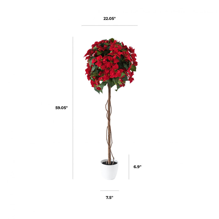 Arbre poinsettia rouge de 59 po