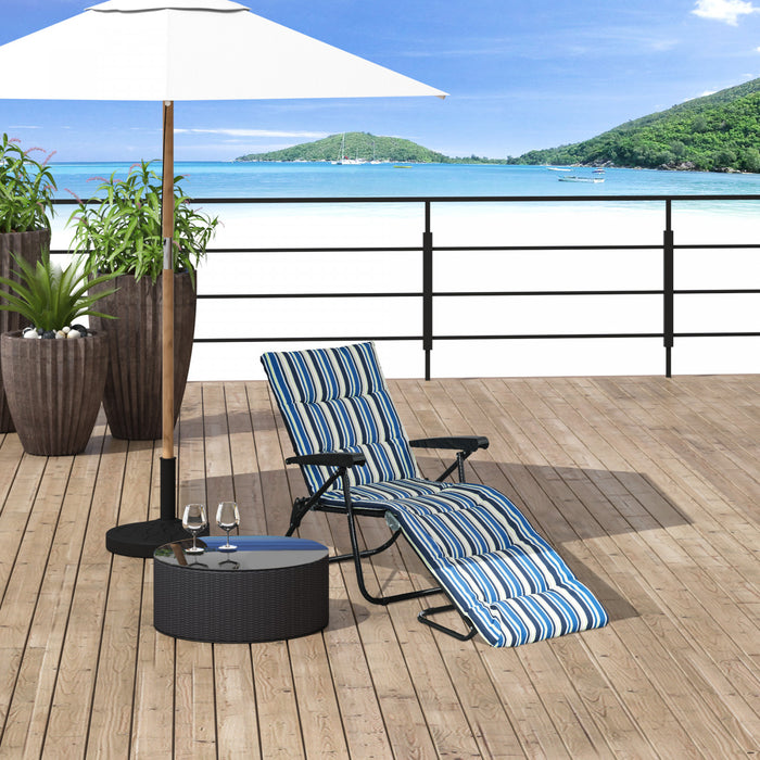 Outsunny Chaise Longue Pliante Avec Coussin Reglable En 6 Positions