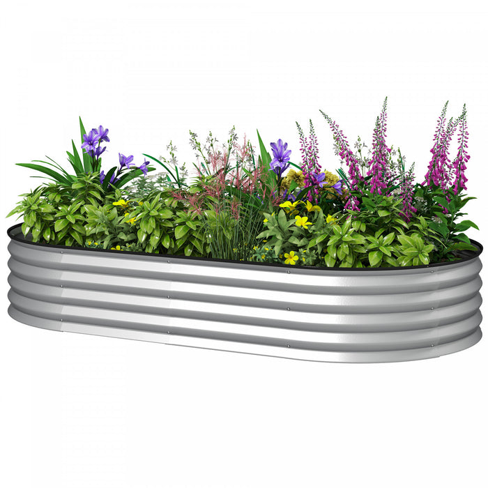 Outsunny Lit de jardin sureleve, jardiniere galvanisee 6' x 3' x 1', argent