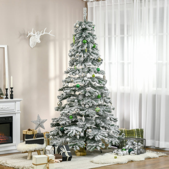 Homcom Arbre De Noel Floque De Neige Artificielle De 7 Pieds Avec 1083 Pointes De Branche