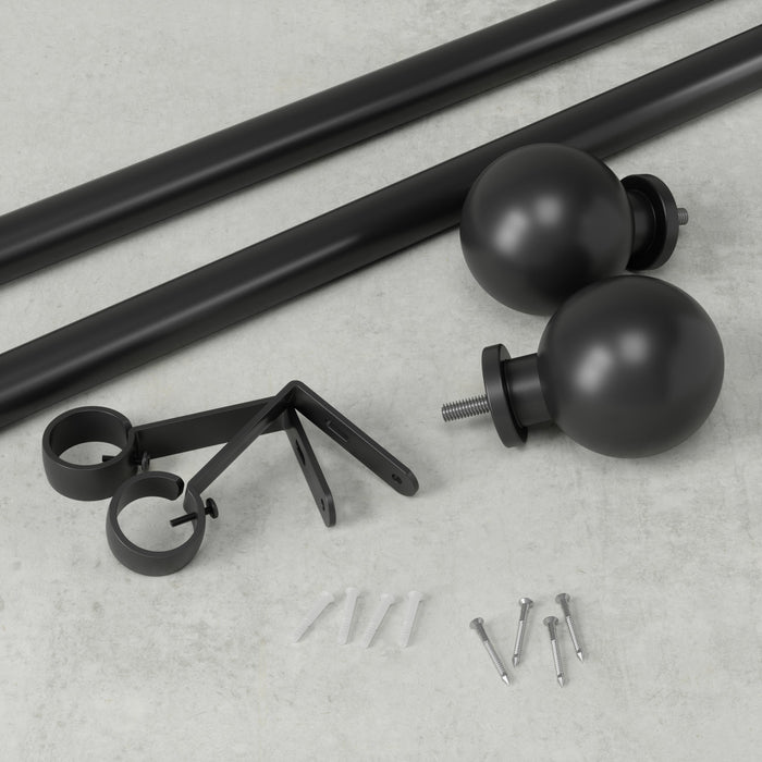  Tringle à rideaux extensible Bolas de Umbra noir mat de 1 po - 36 po à 72 po