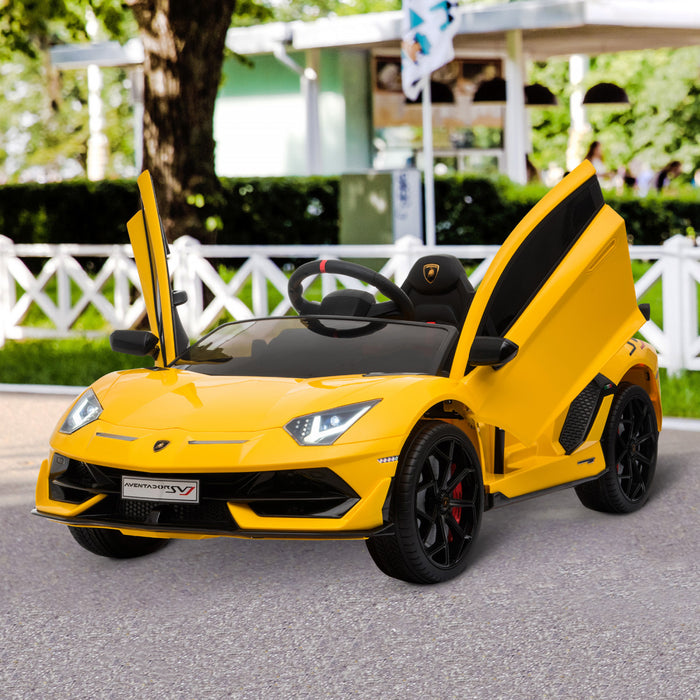 Aosom Jouet De Voiture Electrique Pour Enfants A Piles 12 V Compatible Avec Telecommande Parentale Lumieres Musicales Roues De Suspension Bluetooth Pour 3 A 8 Ans Jaune