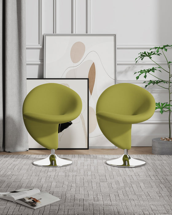 Fauteuil pivotant moderne en laine melangee Curl vert - Lot de 2