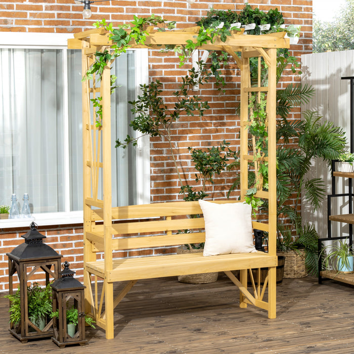 Outsunny Banc En Bois Pour 2 Personnes Pour Vigne/plante Grimpante