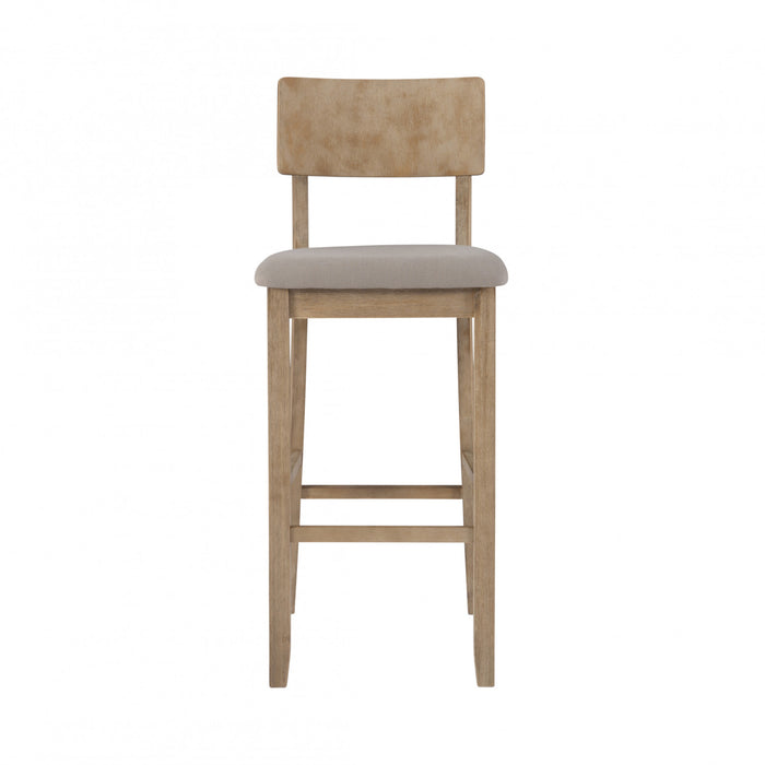 Tabouret bar Jorissen en tissu d'apparence lin - gris