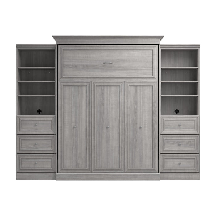 Grand lit escamotable Versatile de Bestar de 115 po (L) avec 2 organisateurs de garde-robe et tiroirs - gris platine