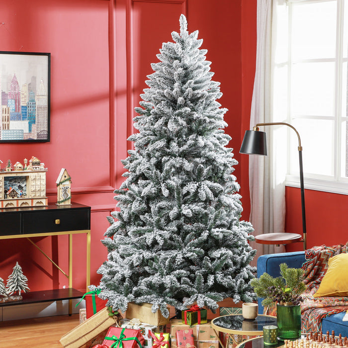 Homcom Arbre De Noel Artificiel Floque De 7 Pieds Avec Pied En Metal