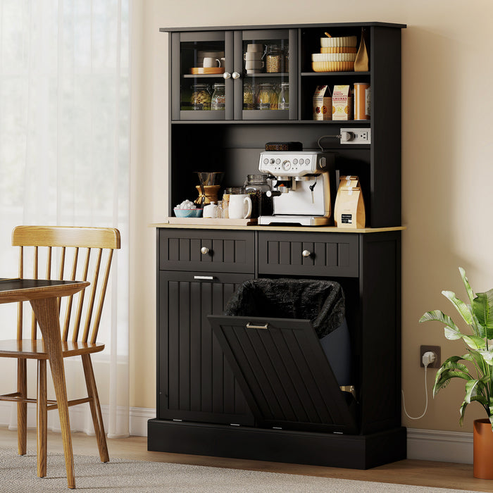 HOMCOM Meuble de rangement avec station de charge, Noir