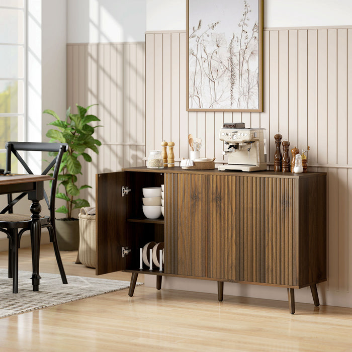 HOMCOM Buffet moderne cannele avec etageres reglables, Brun fonce