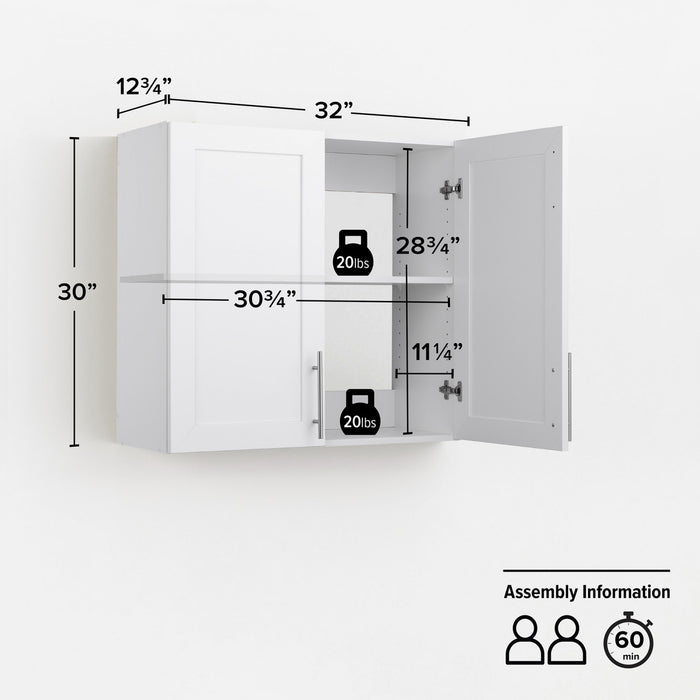 Armoire de rangement murale Elite de Prepac de 32 po - blanche