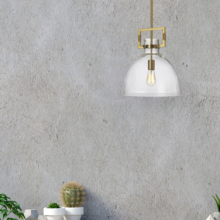 Luminaire suspendu Liberty de Dainolite avec fini laiton vieilli et 1 ampoule