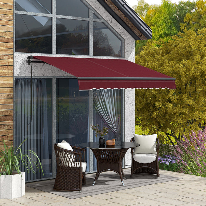 Outsunny 8' X 6,5' Auvent Retractable, Abri Pare-soleil, Rouge Vin