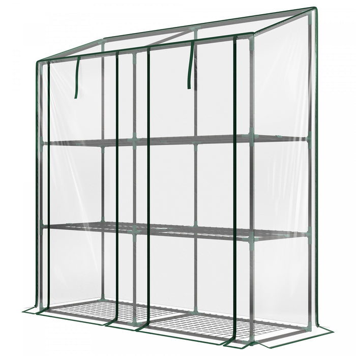 Outsunny Mini Serre Avec 3 Etages 6 Etageres Serre Portable, Transparent