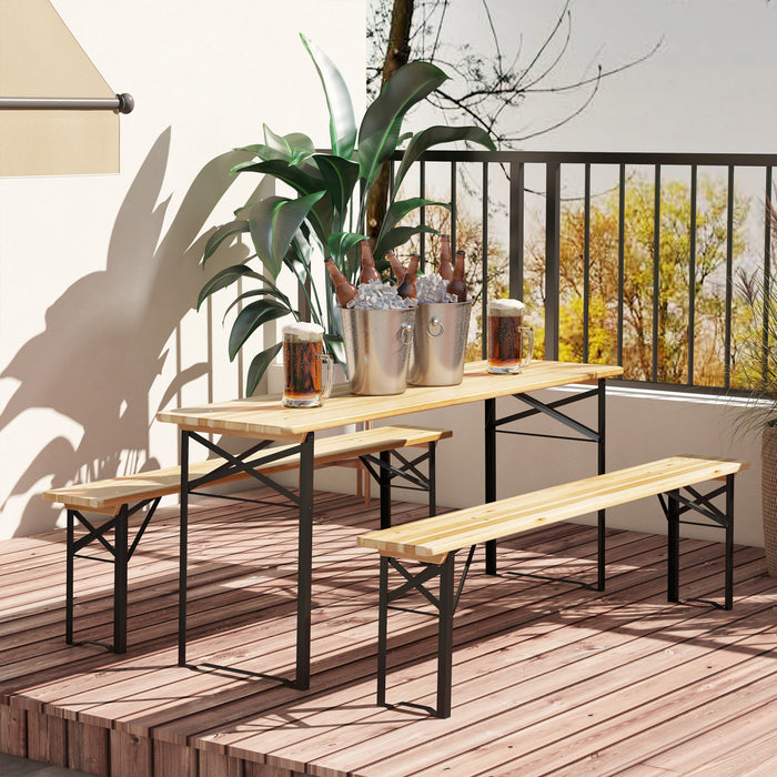 Outsunny Ensemble De Table De Pique-pliante 3 Pieces