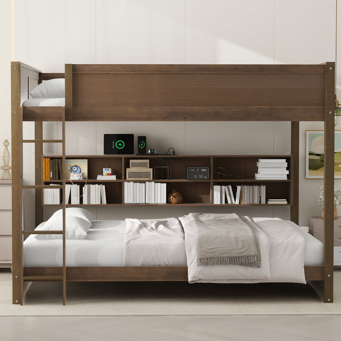 Aaron – Lit Superpose En Bois Avec Armoires De Rangement Et Ports Usb, Format Grand, Fini Bois Vieilli