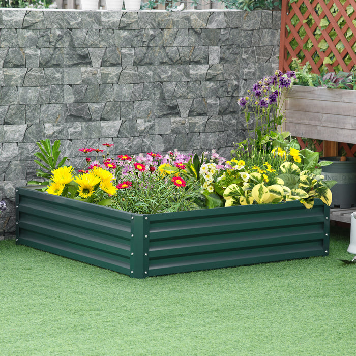 Outsunny Parterre De Fleur Carre Potager De Jardin Jardinieres Bac A Fleurs Panneaux Modulables En Acier Dim. 47.25\"l × 47.25\"l × 11.75\"h Vert