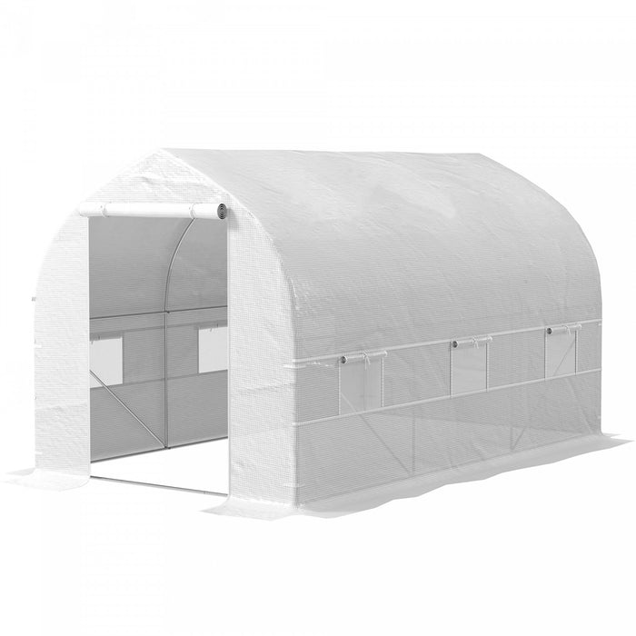 Outsunny Serre Tunnel Portable 11,5' X 6,6' X 6,6', Blanc