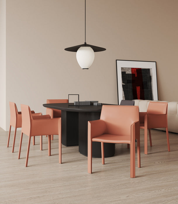 Chaise de salle a manger moderne en cuir vegetalien Vogue en argile - Lot de 2