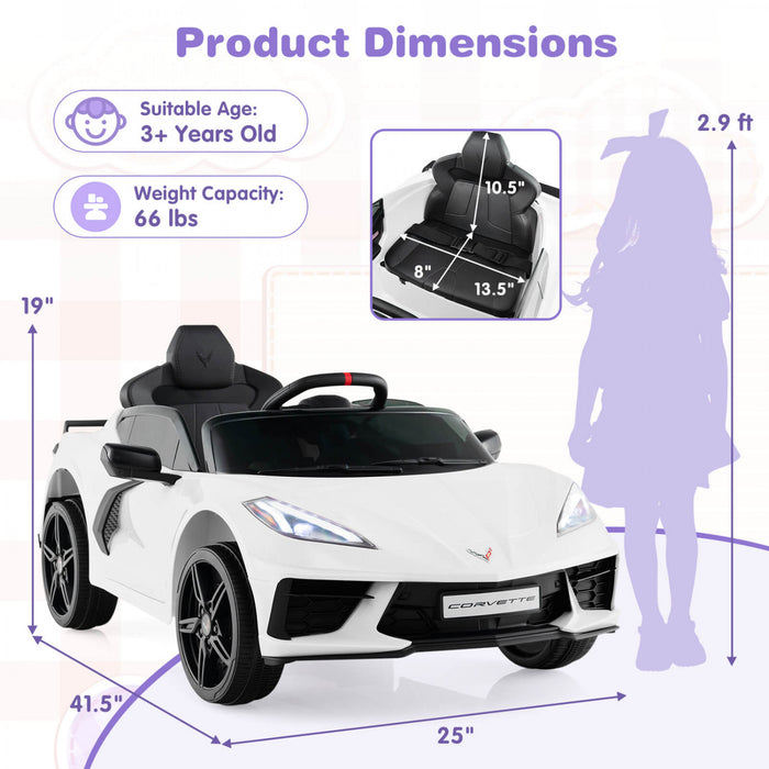 Costway 12v Electrique Enfants Rouler Sur La Voiture Avec Telecommande Sans Fil Connexion Lumieres Blanc