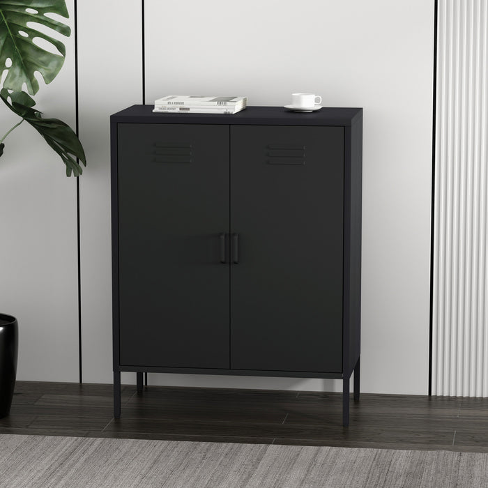 Armoire d’appoint moderne Naomi 32\" en metal noir