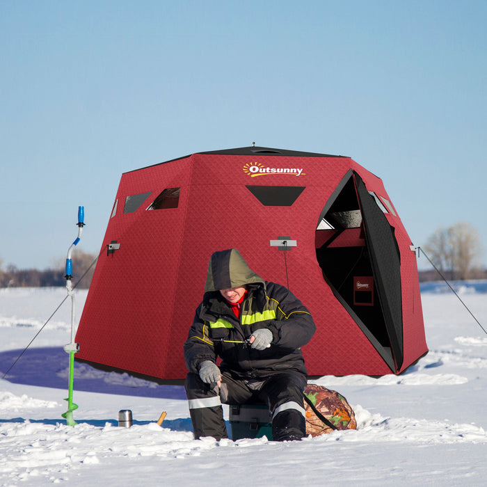 Outsunny Tente De Peche Sur Glace, Abri De Peche Sur Glace Pour 4 Personnes