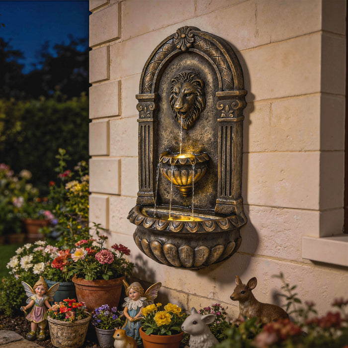 Fontaine murale exterieure a 3 niveaux Outsunny avec eclairage LED