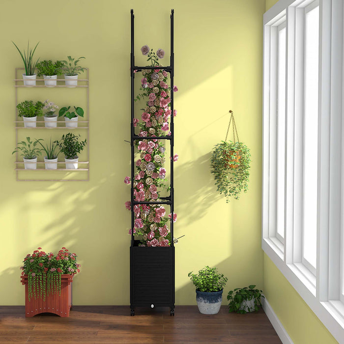 Costway 2 Pcs Lit De Jardin Eleve Avec Trellis Et Roues Boite A Planteur Auto-arrosant Avec 3 Hauteurs