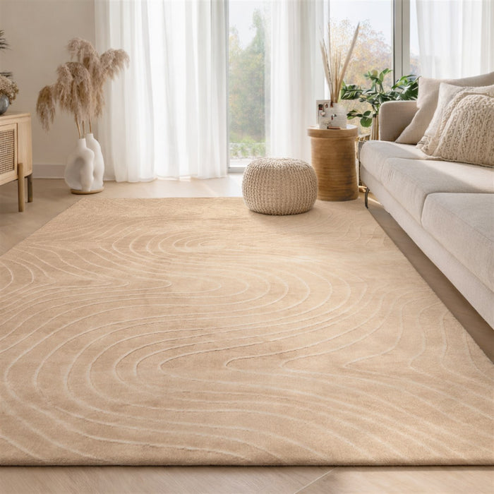 Tapis Lavable/Contemporain Somos 5'0\" x 7'6\" en Beige