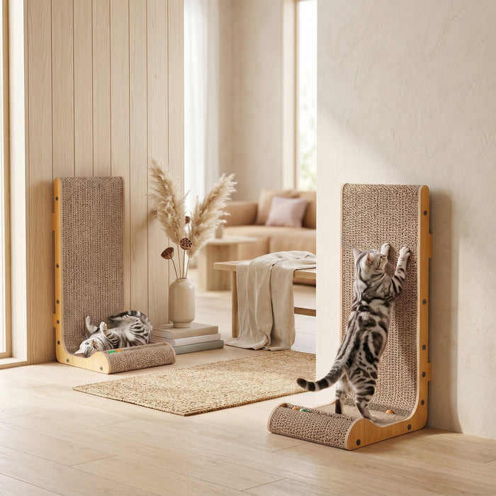 PawHut griffoir pour chat en carton en forme de L, 57,5 cm, lot de 2