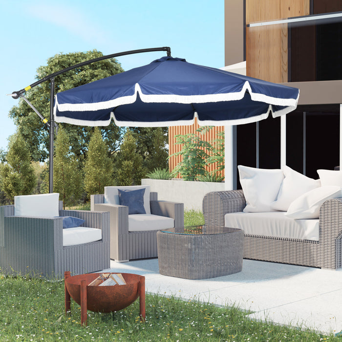 Outsunny Parasol De Patio De 10 Pi, Parasol Decale Avec Manivelle