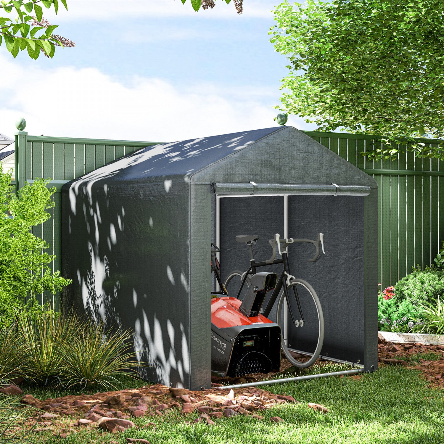 tente de rangement Outsunny Tente De Rangement, Abri Exterieur Portable, Gris Fonce