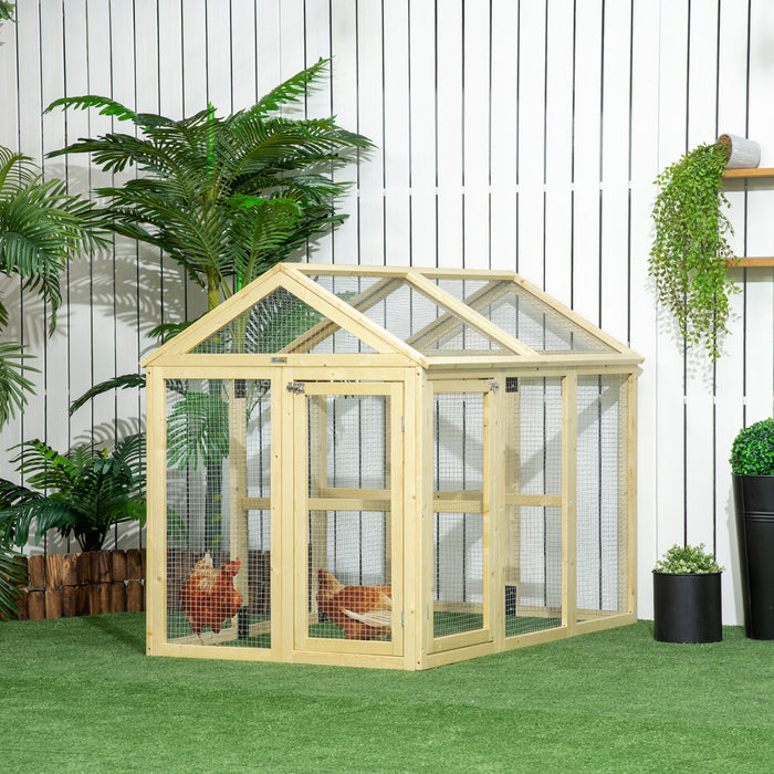 Poulailler Pawhut en bois, grand modele, avec 3 perchoirs et 2 portes, cage exterieure pour 1 a 3 volailles, lapins, canards, ideal pour la cour ou la ferme, dimensions : 140 cm x 89 cm x 107 cm.