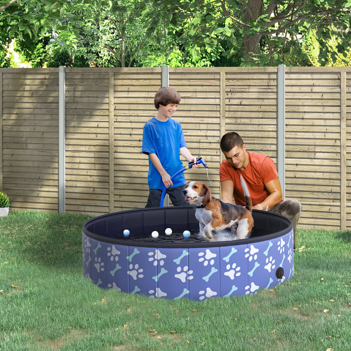 Pawhut Piscine Pliable Pvc Bain Pour Chien Piscine Portable , Exterieure/interieure Baignoire Avec Fond Antiderapant Pour Chiens Et Chats, Bleu 47 \"x 12\" L Taille