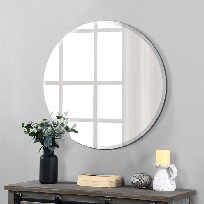 Miroir rond Arcus 30 po x 30 po sans cadre avec bordure biseautée