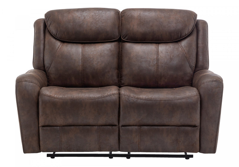Grand Causeuse 2 Places Inclinable Electrique, 60\"L, Port Usb Inclus, Aspect Cuir Brun